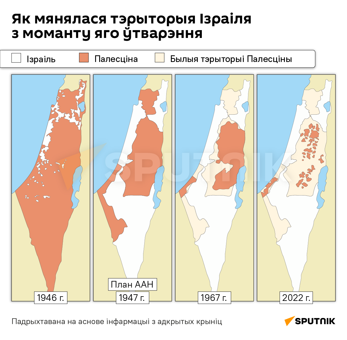 Межы Ізраіля з 1946 года – інфаграфіка - Sputnik Беларусь