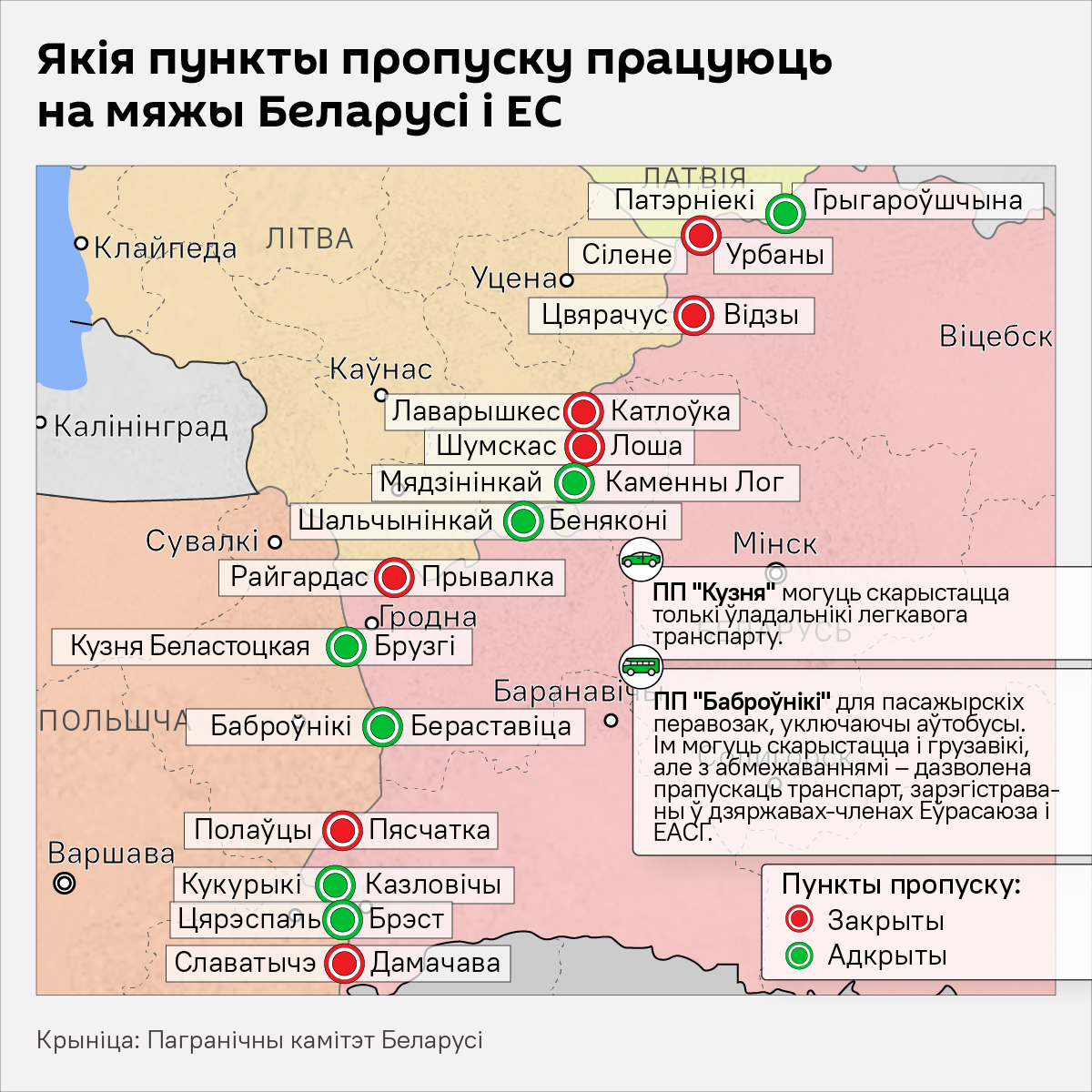 Зачыненыя і дзеючыя пункты пропуску на мяжы з ЕС – інфаграфіка 2 - Sputnik Беларусь