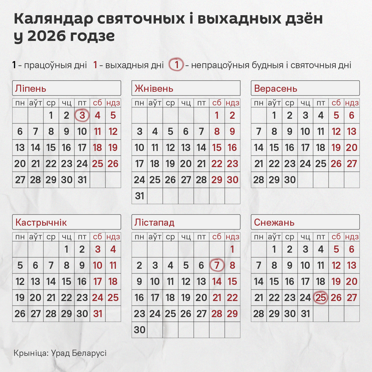 Каляндар святочных дзён і пераносаў у 2026 годзе – інфаграфіка 2 - Sputnik Беларусь