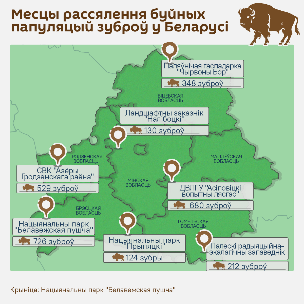 Колькі зуброў жыве ў Беларусі і дзе – інфаграфіка - Sputnik Беларусь