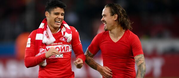 Игроки ФК Спартак Лоренсо Мельгарехо и Андрей Ещенко (слева направо) - Sputnik Беларусь