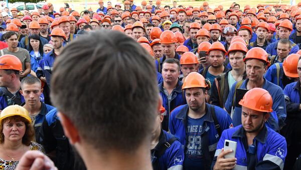 Забастовка на Гродно Азот 19 августа - Sputnik Беларусь