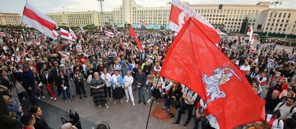 Акцыя пратэсту на плошчы Незалежнасці ў Мінску 20 жніўня - Sputnik Беларусь
