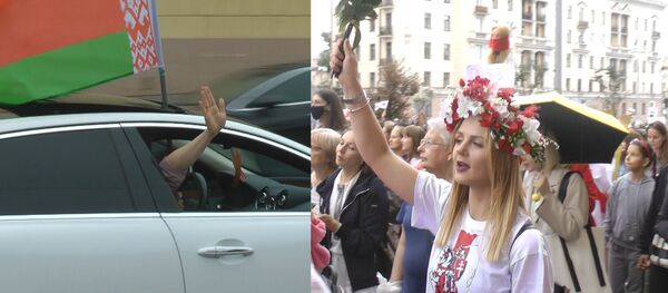 Два митинга политических оппонентов в Минске, видео - Sputnik Беларусь