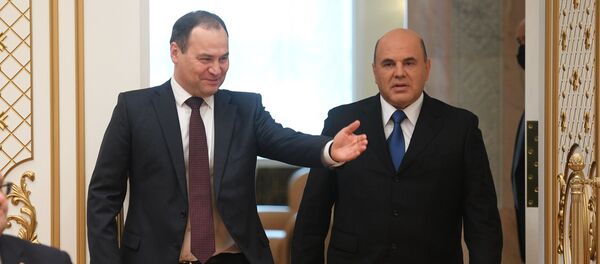 Премьер-министры Беларуси и России Роман Головченко и Михаил Мишустин Премьер-министры Беларуси и России Роман Головченко и Михаил Мишустин - Sputnik Беларусь