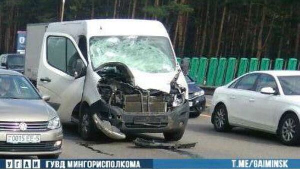 Микроавтобус сбил лося на МКАД - животное погибло - Sputnik Беларусь