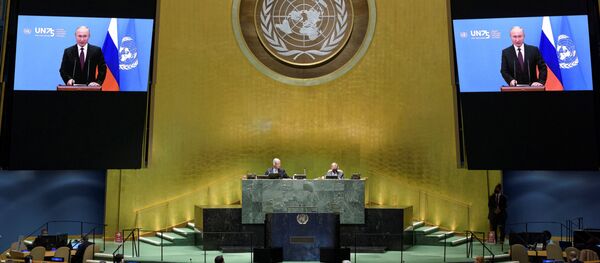 Выступление президента РФ В. Путина с видеообращением на 75-й сессии Генассамблеи ООН - Sputnik Беларусь
