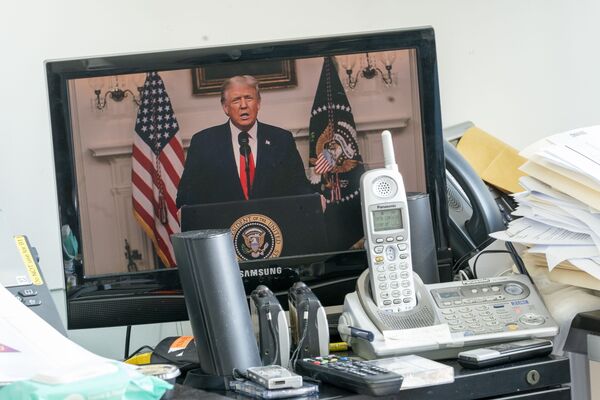 Президент США Дональд Трамп во время выступления на виртуальной сессии ООН - Sputnik Беларусь