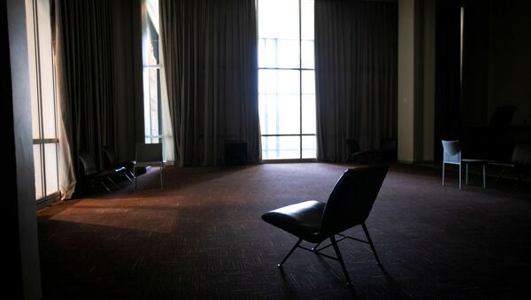 Пустой холл перед Залом Генеральной Ассамблеи в штаб-квартире ООН во время 75-й ежегодной дискуссии - Sputnik Беларусь