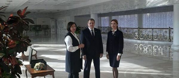 Слева направо: Наталья Лаптева, Александр Баханович, Наталья Карчевская - Sputnik Беларусь