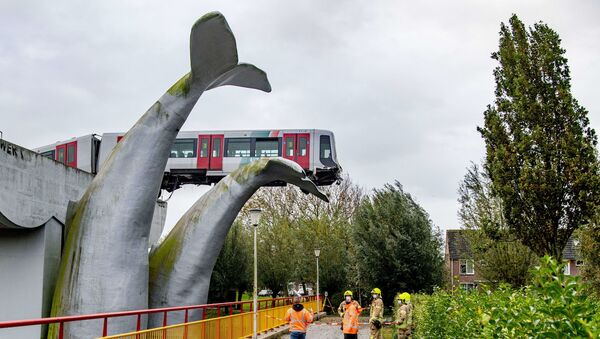 Поезд в Роттердаме зацепился за конструкцию моста в виде хвоста кита - Sputnik Беларусь