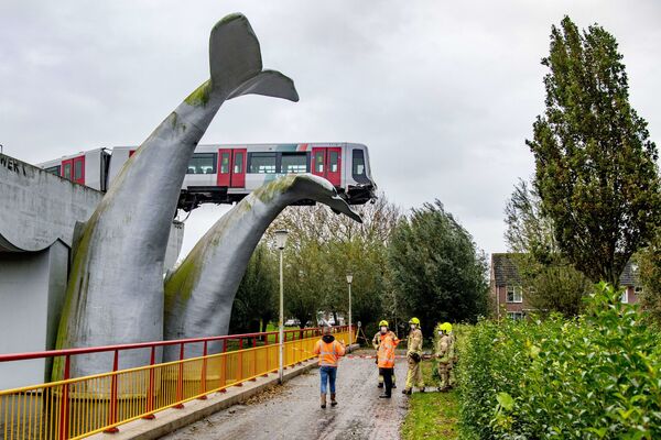 Поезд в Роттердаме зацепился за конструкцию моста в виде хвоста кита - Sputnik Беларусь