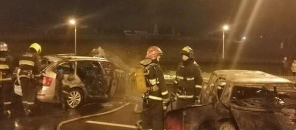 Автомобили загорелись на МКАД после ДТП - Sputnik Беларусь