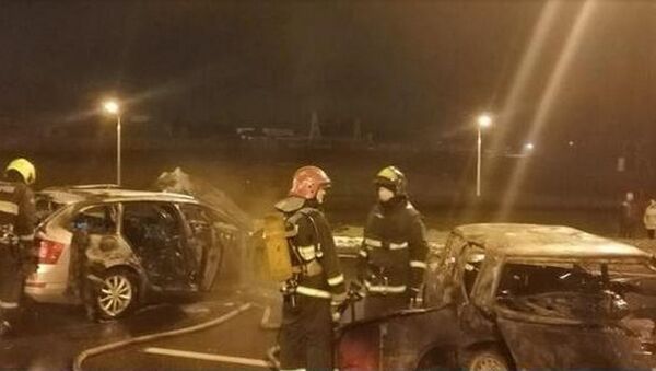 Автомобили загорелись на МКАД после ДТП - Sputnik Беларусь