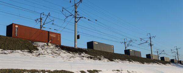 Железнодорожные платформы с контейнерами, архивное фото - Sputnik Беларусь