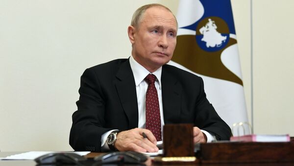 Президент России Владимир Путин во время заседания Высшего Евразийского экономического совета в формате видеоконференции - Sputnik Беларусь
