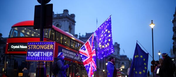 Протестующие против Brexit у здания парламента в Лондоне Протестующие против Brexit у здания парламента в Лондоне - Sputnik Беларусь