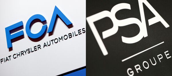 Эмблемы FCA и PSA Эмблемы FCA и PSA - Sputnik Беларусь