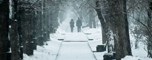 Прохожие в сквере в снегопад - Sputnik Беларусь