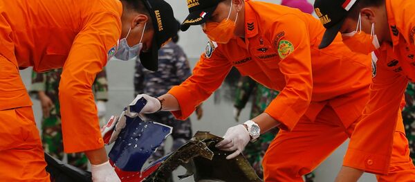 Индонезийские спасатели изучают предполагаемые обломки пассажирского самолета компании Sriwijaya Air, потерпевшего крушение - Sputnik Беларусь