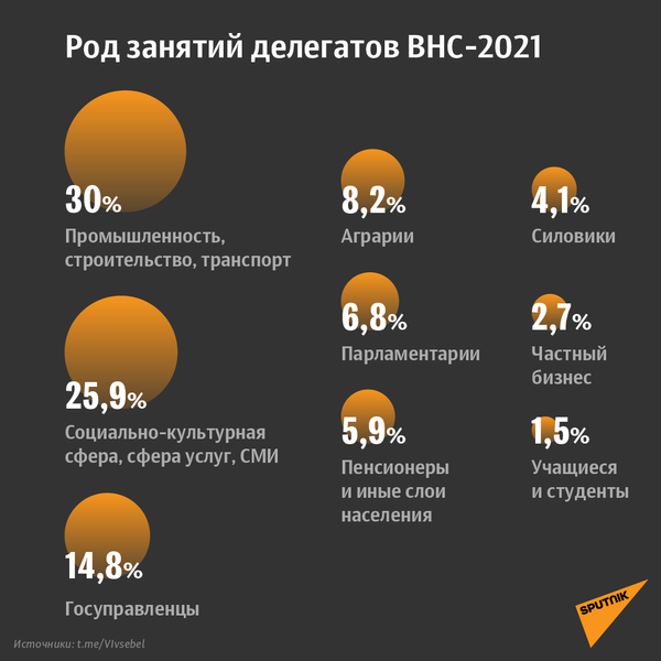 Род занятий делегатов ВНС-2021 - Sputnik Беларусь