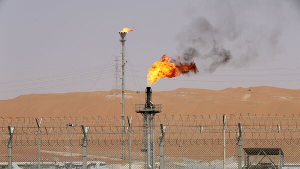 Пламя на производственном объекте нефтяного месторождения Шайбах Saudi Aramco - Sputnik Беларусь