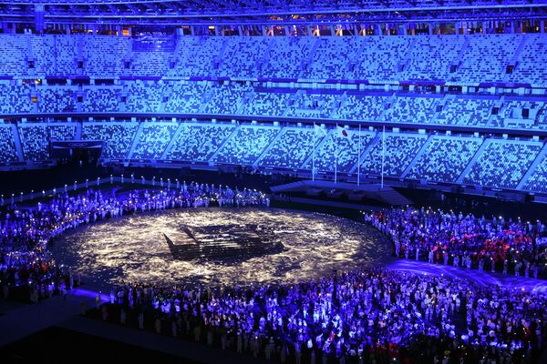 Несмотря на то, что трибуны были пустые - за исключением официальных лиц, зрителей не было - спортсмены были в центре внимания на Национальном олимпийском стадионе. - Sputnik Беларусь