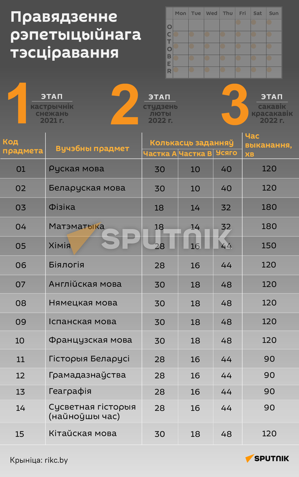 Рэпетыцыйнае тэсціраванне ў Беларусі 1 - Sputnik Беларусь