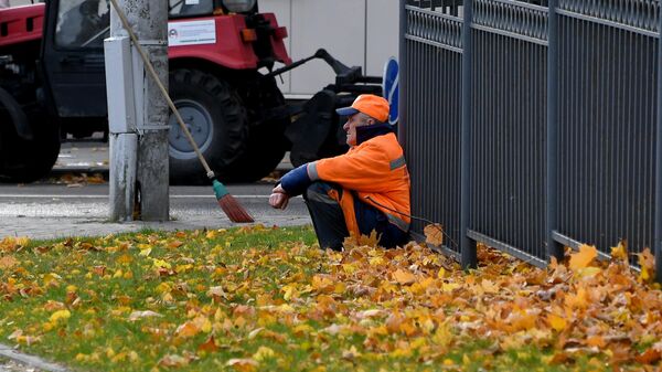 Уборка листьев в парке Минска - Sputnik Беларусь