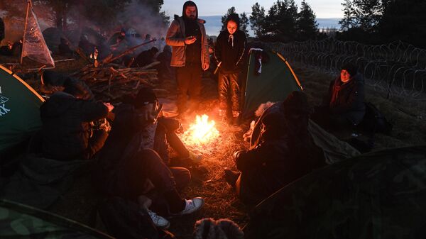 Мигранты разбили лагерь на белорусско-польской границе - Sputnik Беларусь