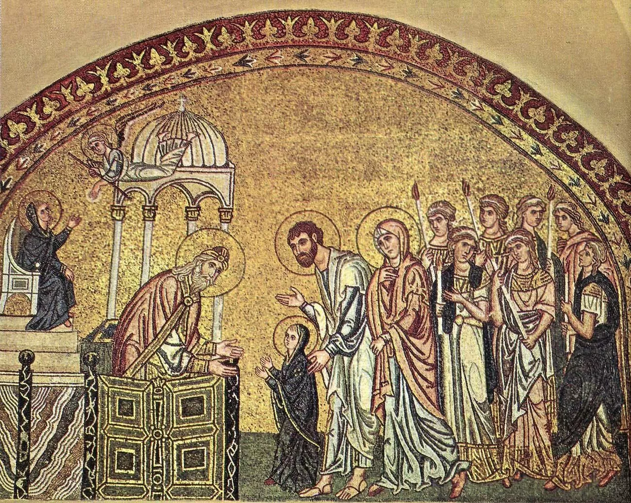 Мозаика «Введение во храм Богородицы» в церкви Успения близ Дафни, Греция, около 1100 г.