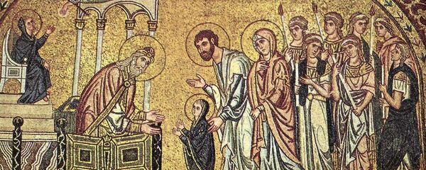 Мозаика Введение во храм Богородицы в церкви Успения близ Дафни, Греция, около 1100 г.  - Sputnik Беларусь