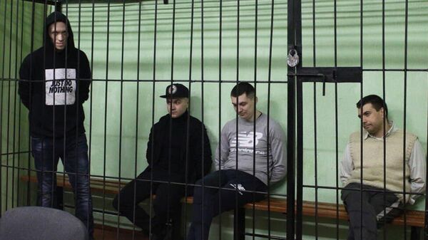 Дмитрий Попов, Артем Саков, Игорь Лосик и Владимир Цыганович перед оглашением приговора - Sputnik Беларусь