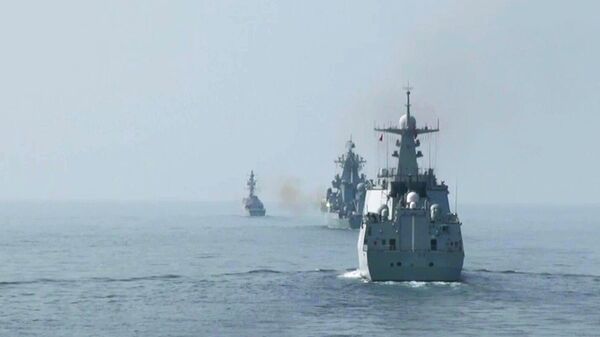 В Аравийском море Боевые корабли Россиисовместные учения России, Ирана и Китая - Sputnik Беларусь