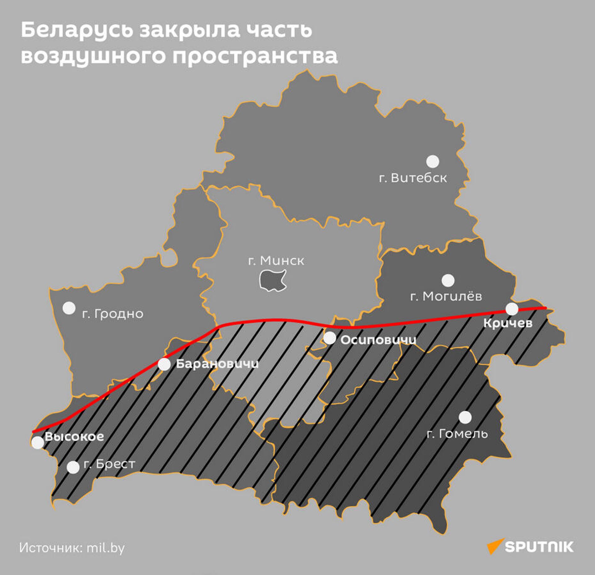 Беларусь закрыла воздушное пространство вдоль границы с Украиной - Sputnik Беларусь, 1920, 24.02.2022