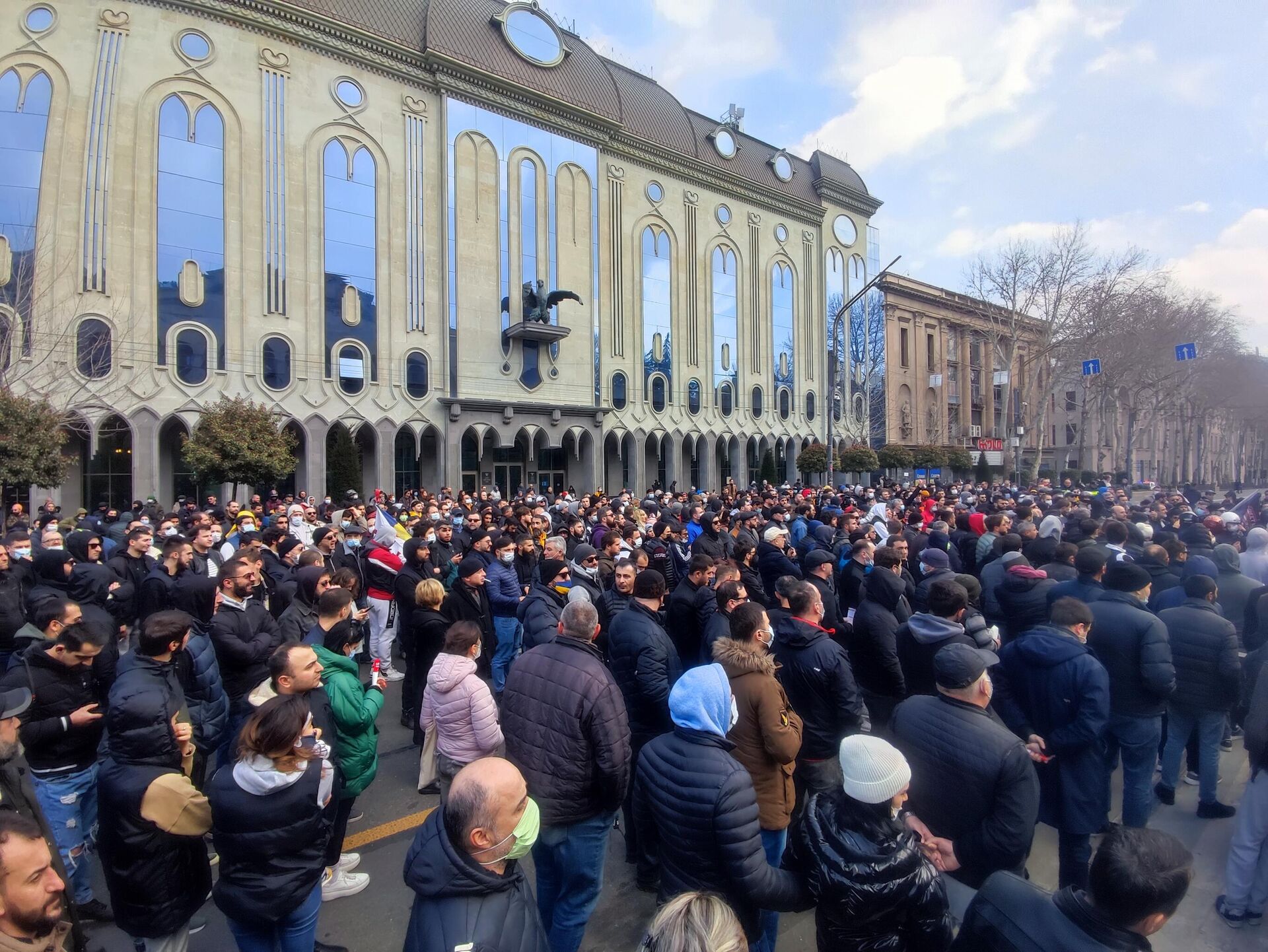 Акция протеста против повышения цен на топливо в столице Грузии 27 марта 2022 - Sputnik Беларусь, 1920, 27.03.2022
