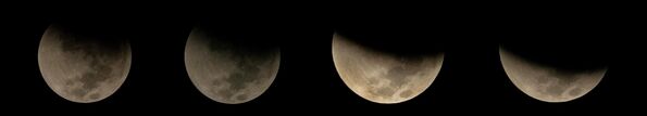 Комбинация из четырех фотографий лунного затмения в Бразилии.Попав в тень, Луна будет постепенно темнела, пока не стала темно-красной. - Sputnik Беларусь