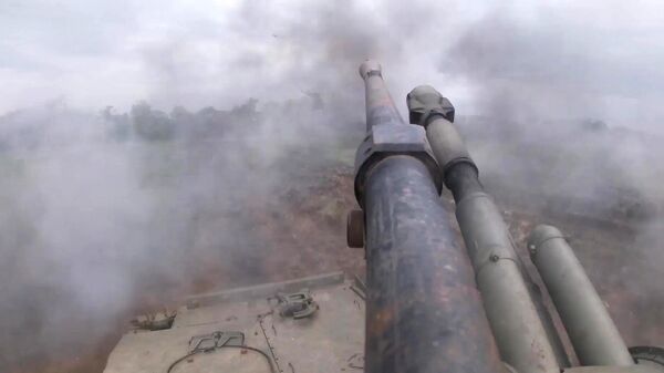 Российские артиллеристы уничтожают позиции ВСУ огнем из САУ Акация - Sputnik Беларусь