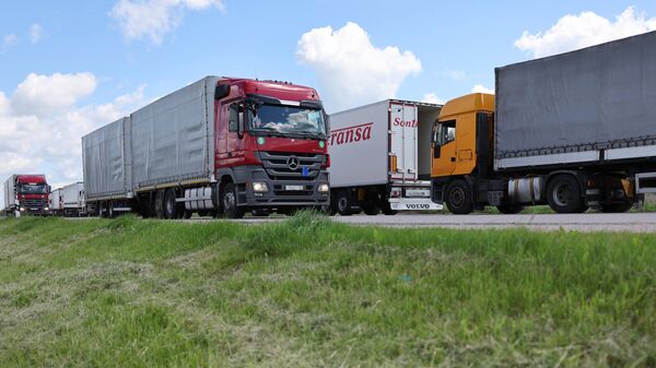 Скопление грузовиков на границе Калининградской области с Литвой - Sputnik Беларусь