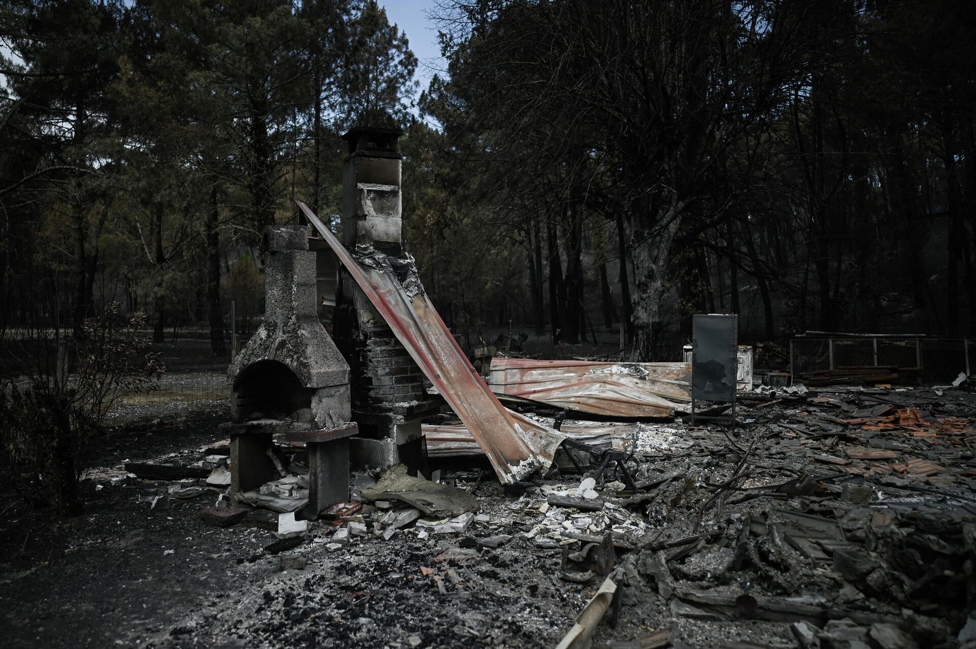 Дом, сгоревший во время лесного пожара во Франции - Sputnik Беларусь, 1920, 24.07.2022