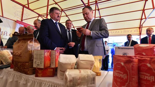 Премьер-министр Роман Головченко во время рабочего визита на Городейский сахарный комбинат - Sputnik Беларусь