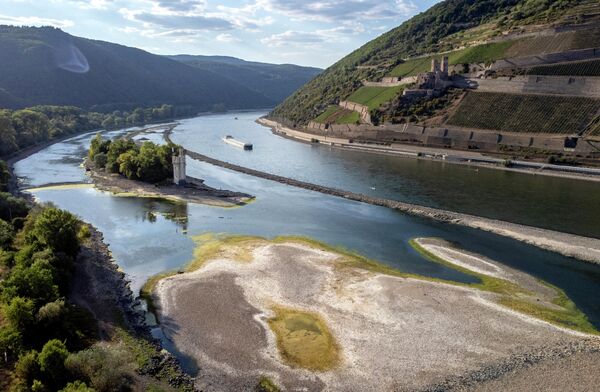 Часть реки Рейн высохли после длительного периода засухи в Бингене, Германия. - Sputnik Беларусь