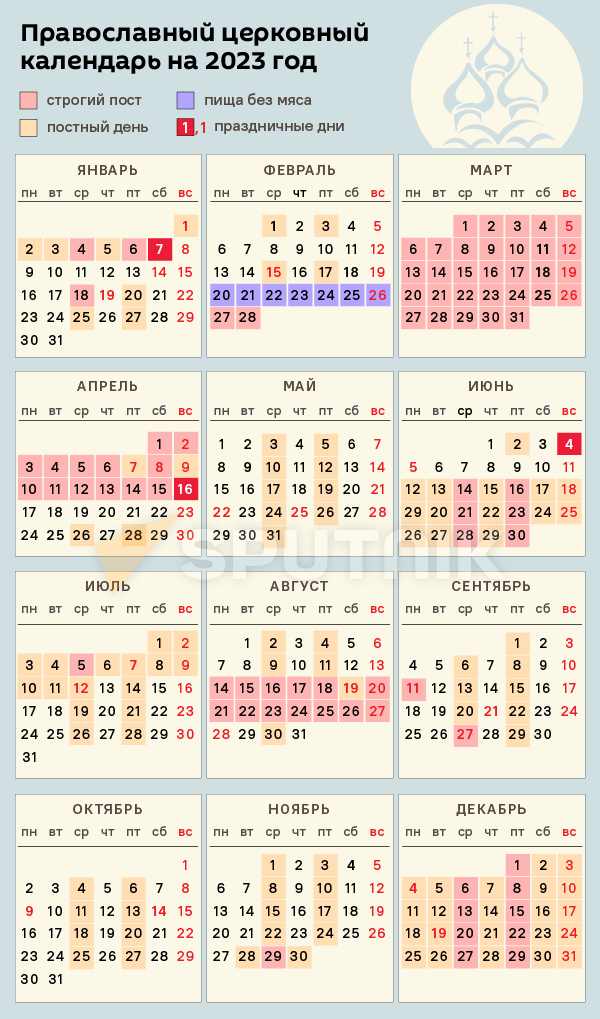 Православный календарь 2023 год