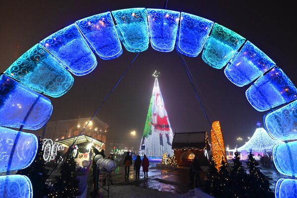 Главная елка Гомельщины установлена на центрально площади - Sputnik Беларусь