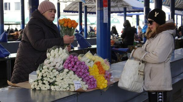 Тюльпаны на Комаровском рынке - Sputnik Беларусь