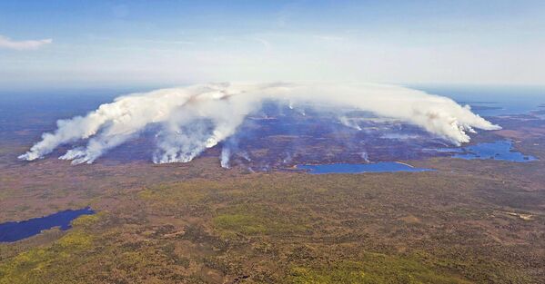 На этом аэрофотоснимке видны лесные пожары в округе Шелберн, Новая Шотландия. Они стали крупнейшими в истории канадской провинции. - Sputnik Беларусь