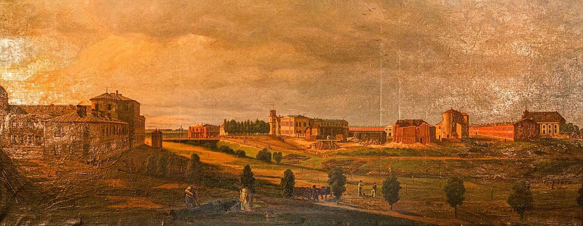 Начало строительства крепости на месте Брест-Литовска, 1840 год. Картина Мартина Залесского - Sputnik Беларусь