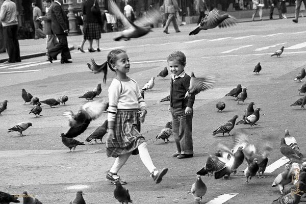 Дети и голуби, Минск, 1970-е - Sputnik Беларусь