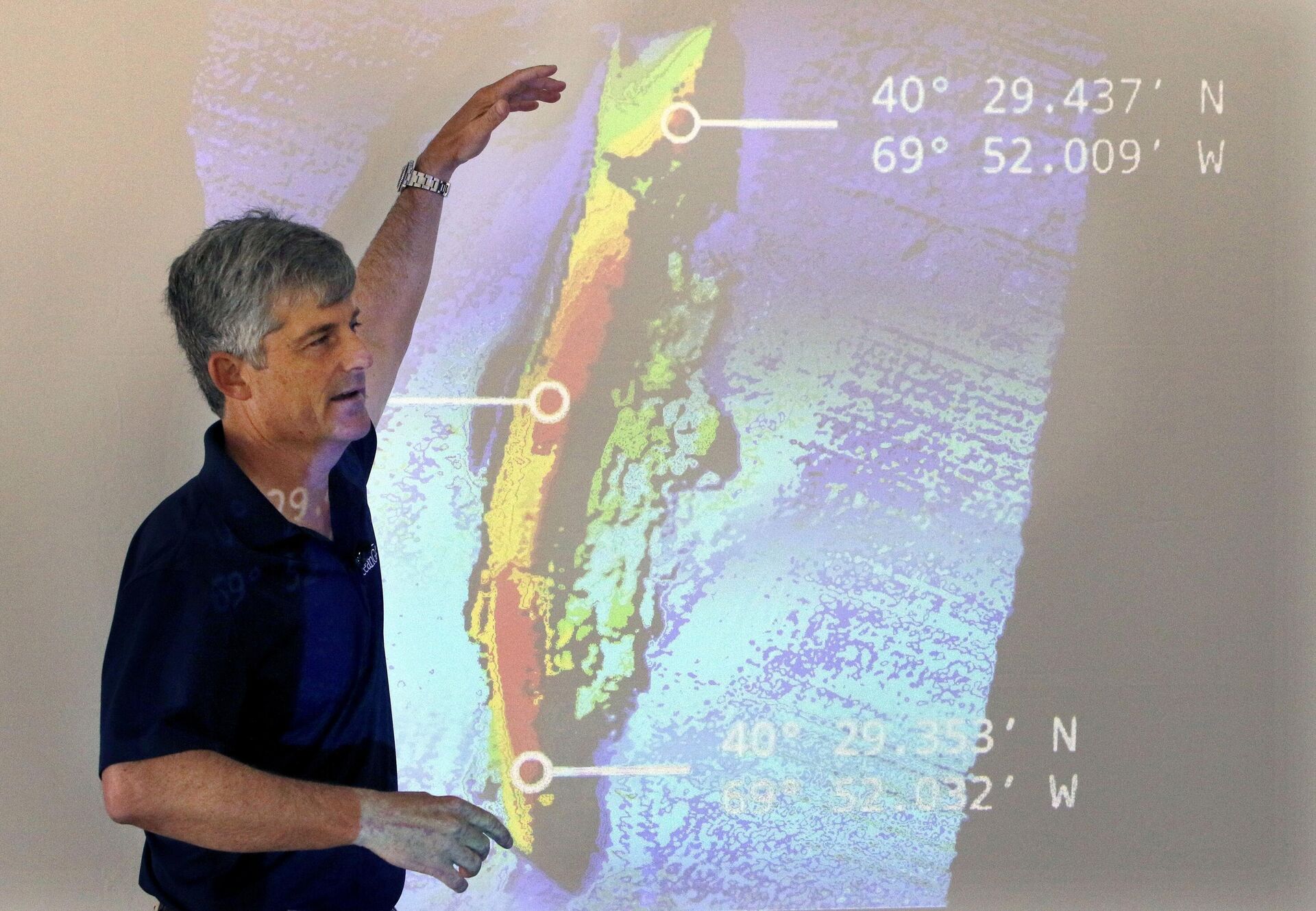 Генеральный директор и соучредитель OceanGate Стоктон Раш во время презентации результатов подводных исследований в 2016 году в Бостоне - Sputnik Беларусь, 1920, 22.06.2023