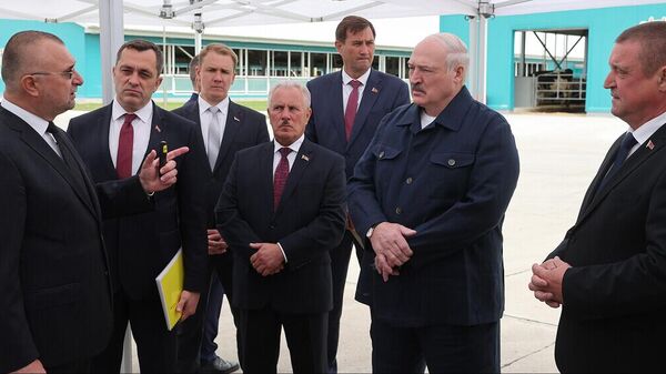 Аляксандр Лукашэнка наведаў рабатызаваны малочнатаварны комплекс Паўлінка агракамбіната Юбілейны - Sputnik Беларусь